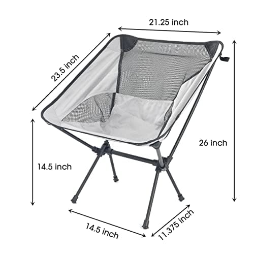 Lightweight Portable Folding Camping Chair Compact Beach Camp Chairs for Adults Foldable Backpacking Chair Outdoor Chair for Camping Hiking Lawn Picnic Outside Travel (Grey) 6