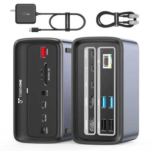 TobenONE Docking Station 3 Monitors, Triple Monitor Docking Station with Single 8K USB-C Video, Dual 4K HDMI, 10Gbps USB A/C, PD 3.0, 100W Power Supply, USB C Dock for Windows/ChromeOS, Dell, HP, ASUS