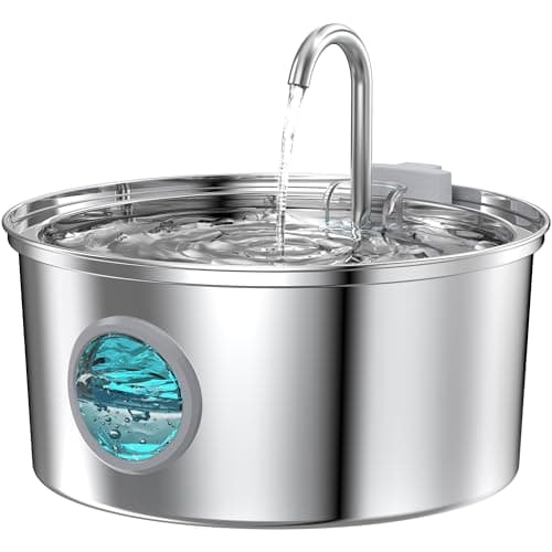Cat Water Fountain Stainless Steel: Cat Fountain for Drinking - 108oz/3.2L Pet Water Fountain for Cats Indoor - Quiet Water Fountain for Cats - Faucet Pet Fountain - for Small and Medium-Sized Pets