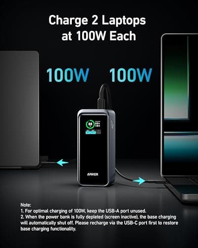 Anker Prime Power Bank 200W, 20,000mAh Portable Charger 3-Port with 100W Charging Base, Smart Digital Display, Compatible with iPhone 16/15/15 Plus/15 Pro/15 Pro Max/14 Series, MacBook, Samsung, Dell 5