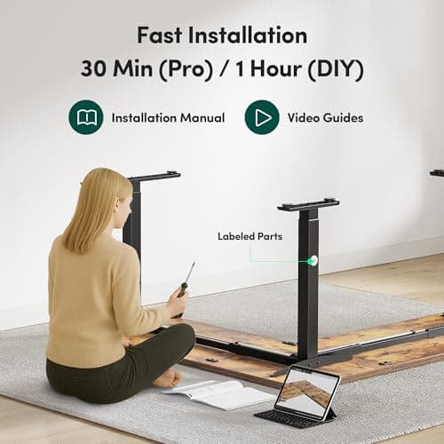 FEZIBO 75x63 L Shaped Standing Desk, Electric Height Adjustable L Shaped Desk, Suitable for Home Office, Vintage-Brown 8