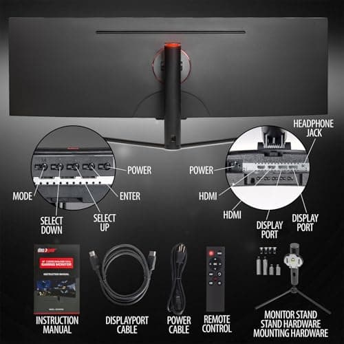 Deco Gear 49" Curved Ultrawide Gaming Monitor, 32:9, 144 Hz, 3840x1080 with Extended Mouse Pad 7