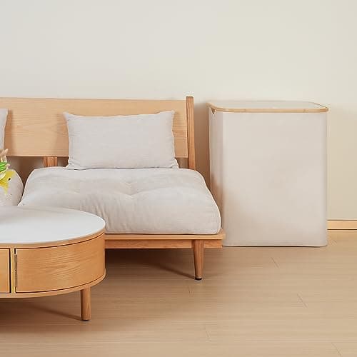 iEGrow 150L Laundry Basket with Lid, Large Laundry Hamper with Bamboo Handle, Collapsible Dirty Clothes Hamper Organizer with 2 Removable Inner Bags for Clothes Toys Towels - Beige 8