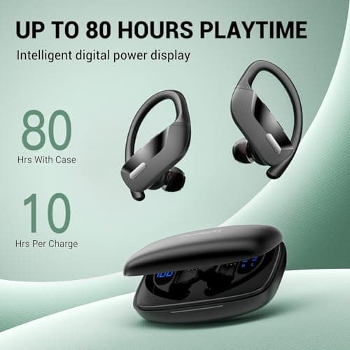 OCC Wireless Ear Hook Sport Earbuds, Bluetooth Headphones with Mic, IPX7 Waterproof, 80H Playtime, Deep Bass, Secure Fit for Running Gym Workout - Black 3