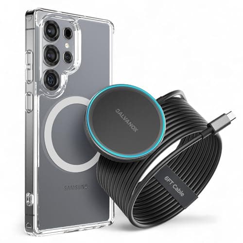 Galvanox Z40i Aluminum Magnetic Charger for Samsung, 15W Wireless Fast Charging for Android, Galaxy S25 Ultra S24 Plus, Google Pixel 10 Pro XL Phones (6Ft)