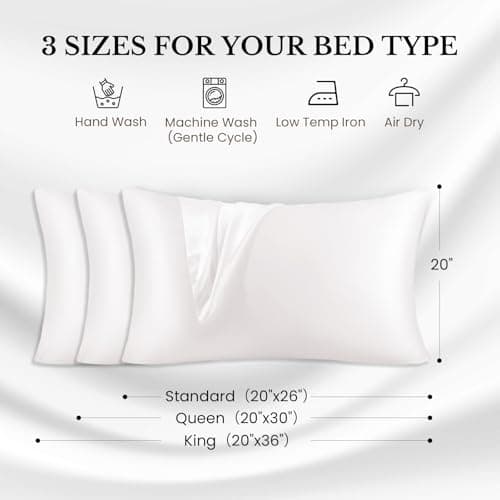THXSILK 100% Pure Mulberry Silk Pillowcase for Hair and Skin - Upgraded Real 25 Momme Grade 6A+ Silk - Durable, Soft & Breathable Silk Pillow Case with Gift Box(King 20"x36", White) 6
