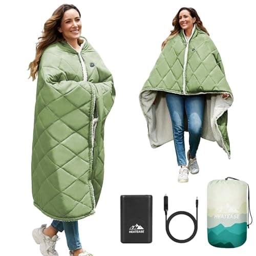 Heated Blanket Battery Operated, 12V Portable Wearable Heated Shawl Poncho with 3 Heating Modes,Electric Heating Outdoor Blanket Throw for Camping,Traveling,Picnics,Car,50''X70''