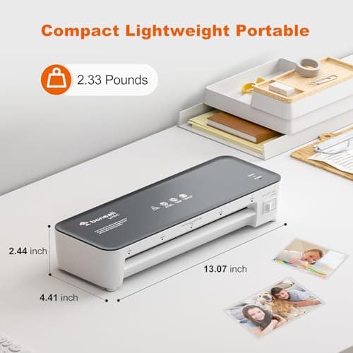 Bonsaii Laminator Machine, 9 Inch Laminators Machine with 50 Laminating Sheets, Laminator with Never Jam Technology for Doc/Posters/Photo, Simple Convenient for Home, Office and School - L418-C Grey 9