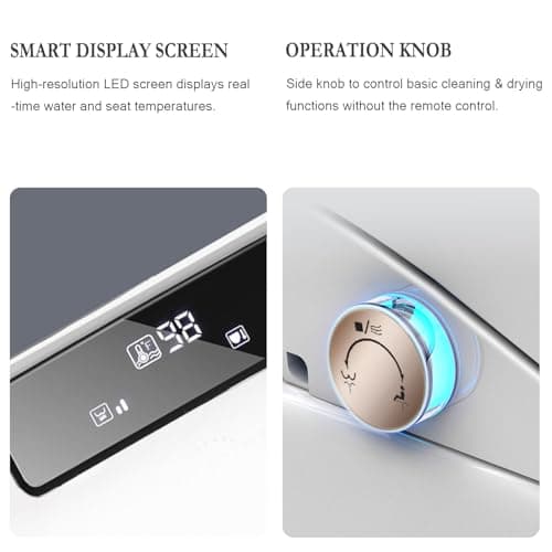 XCQQ Bidet Toilet Seat with Rmote Control, Bidet with Warm Water and Air Dryer, Heated Toilet Seat, Rear and Feminine Multiple Spray Modes, Self Cleaning Nozzle, Night Light - Elongated 6