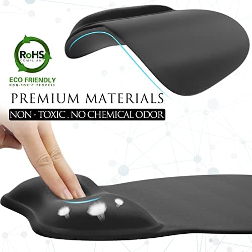 MROCO Ergonomic Mouse Pad with Gel Wrist Rest, Smooth Wrist Support Surface, Non-Slip PU Base for Pain Relief, Comfortable Mousepad for Computer, Laptop, Office & Home, 9.4 x 8.1 in, Black 5