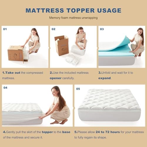 Bedlore 4-Inch Queen Mattress Topper for Back Pain - Dual Layer Medium Support (2" Gel Memory Foam + 2" Cooling Fluffy Pillow Top Pad), Breathable & Pressure Relief (White) 8
