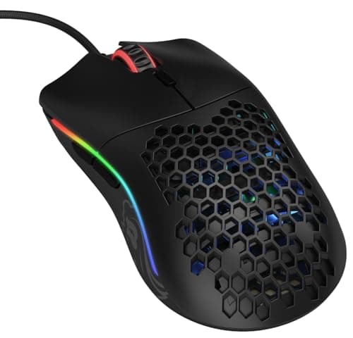Glorious Model O- (Minus) Compact Wired Gaming Mouse - 58g Superlight Honeycomb Design, RGB, Pixart 3360 Sensor, Ambidextrous, Omron Switches - Matte Black