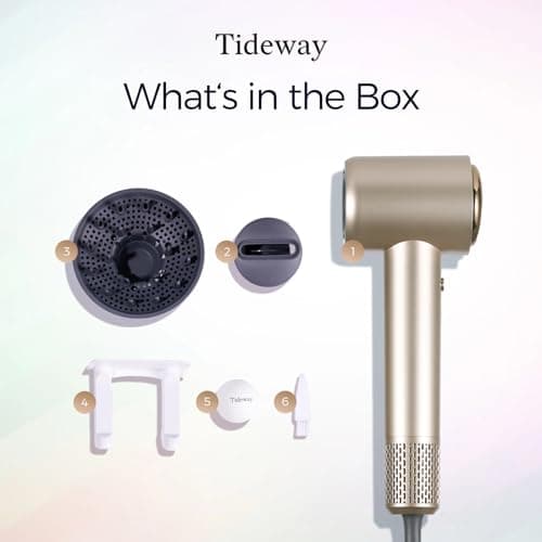 Tideway Hair Dryer Professional High-Speed Ionic Blow Dryer 110,000 RPM, Compact Hair Dryer with Magnetic Diffuser, Fast Drying with Brushless Motor Low Noise Smart Temperature Control-H11 9