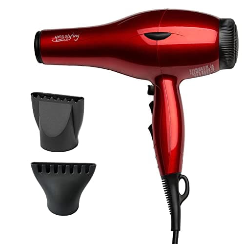 Professional Salon Hair Dryer, 1875W Blow Dryer, 2 Concentrator Nozzles, 3 Heat Settings, 2 Speed Slide Switch, Cool Shot Button, Fast Drying for Family, Low Noise (Cola Red)