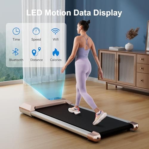 MJWW Walking Pad Treadmill, 2.2 HP Low Noise Under Desk Treadmill with APP, 3 in 1 Portable Treadmills for Home/Office/Small Spaces with Remote Control LED Display, 250 LBS Capacity 4