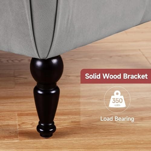 IDEALHOUSE Modern Armless Chaise Lounge, Upholstered Sofa Recliner Lounge Chair with Solid Wood Legs for Bedroom Living Room Office Room (Grey) 6