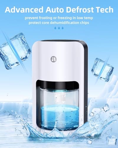 Dehumidifier for Home, 42oz Dehumidifier for Bathroom, Dehumidifiers for Room with Auto Shut Off, Auto Defrost Quiet Dehumidifier for Bedroom Wardrobe Closet Trailer RV 6