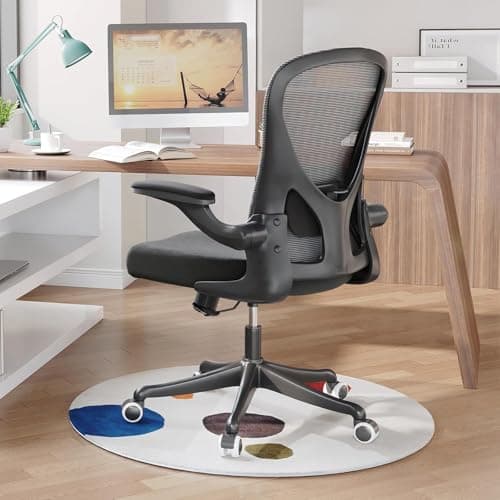 SICHY AGE Ergonomic Office Chair with Adjustable Flip-Up Armrests & Lumbar Support - Thickened Cushion Desk Chair with Wheels, Home Office Computer Chair (Black)
