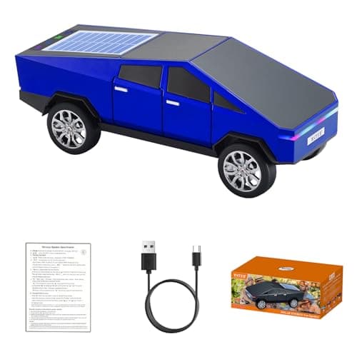 WS-699 Solar Bluetooth Replica Speaker – Future Pickup Truck Design, HD Sound, TWS Stereo Pairing, FM Radio, LED Party Light, USB/TF Playback, Hands-Free Mic, Type-C Charging, Portable Gift (Blue)