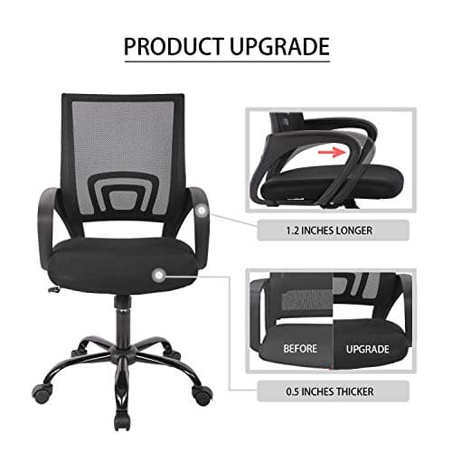 Home Office Chair, Ergonomic Desk Chair, Mesh Computer Chair with Lumbar Support Armrest Executive Rolling Swivel Desk Chairs with Wheels, Adjustable Mid Back Task Chair for Adults, Black 5