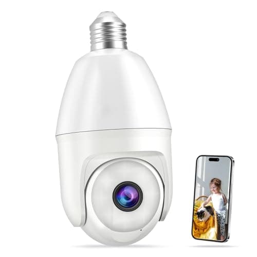 Light Bulb Security Camera -5G&2.4GHz 5MP HD WiFi 6 Home Baby Monitor, Security Cameras Wireless Outdoor Indoor, Night Vision, 2-Way Audio, PIR Mothion Detection and Alerts, Works with Alexa (White)