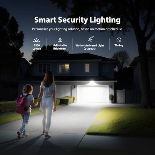 Onforu Floodlight Camera Outdoor, 5500-Lumen 2K HD Smart Security Flood Light Surveillance Cam Wired, Custom Motion Detection Zones & Light Alerts, Color Night Vision, 2-Way Audio, 24/7 Record 5