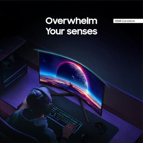 SAMSUNG 32" Odyssey G55C Series QHD 1000R Curved Gaming Monitor, 1ms(MPRT), HDR10, 165Hz, AMD Radeon FreeSync, Eye Care, Glare Free, Sharp Resolution LS32CG550ENXZA 5