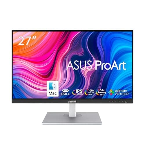 ASUS ProArt Display 27" Monitor PA278CV - WQHD (2560 x 1440), IPS, 100% sRGB, 100% Rec. 709, ΔE < 2, Calman Verified, USB Hub, USB-C, DisplayPort Daisy-Chaining, HDMI, Eye Care, Height Adjustable