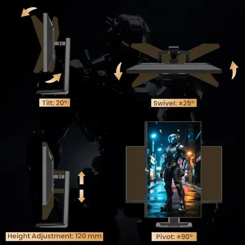 TITAN ARMY Mini LED Gaming Monitor 27 Inch, 4K@160Hz,FHD@320Hz, HDR1000 153% sRGB DeltaE<2 10Bit, HDMI2.1 DP 1.4 Type-C Speaker, P275MV Plus 6