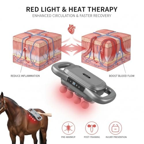 A-MONIES 8 Heads Horse Massage Gun, Equine Percussion Massager, Deep Tissue Horse Recovery Tool, Red Light Heat Therapy, Quiet Adjustable Intensity Muscle Relaxation for Equine Wellness(8 Heads) 3