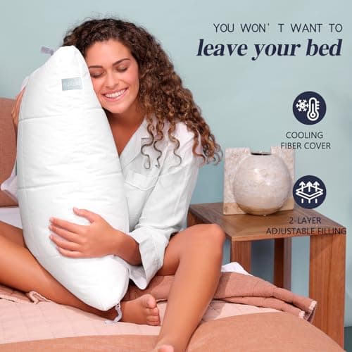 Nuzzle Cooling Adjustable Pillow for Side Sleepers, Luxury Standard Size Bed Pillow Hotel Collection - Best Adjust Height Soft Firm Pillow for Back, Stomach or Side Sleepers - Home Gifts 6