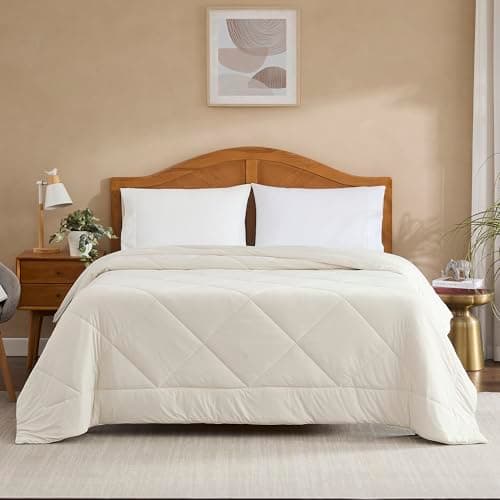 Oversized Cooling Comforter King/California King – Reversible Diamond-Quilted Comforter with Elegant Trim – Lightweight Breathable Blanket for Hot Sleepers, Night Sweats & All-Season Comfort, Beige