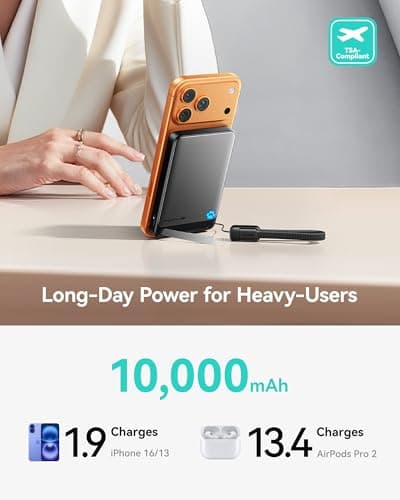 INIU for Magnetic Portable Charger, Qi2 Certified, Slimmest 45W 10000mAh Magnetic Power Bank, with USB C Cable, for iPhone 17,16, 15, 14 etc. Travel Hiking Essentials for College Students Travelers 6