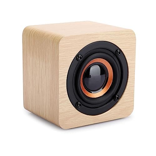 Retro Bluetooth Speaker, Yellow Wooden USB-Powered Portable Speaker with HD Sound and Rich Bass for Computer PC