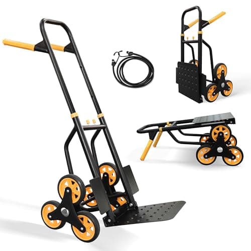 Olympia Tools Folding Hand Truck with Wheels - Moving Dolly Hand Cart - Heavy Duty Trolley (330lbs Stair Climbing Hand Truck)