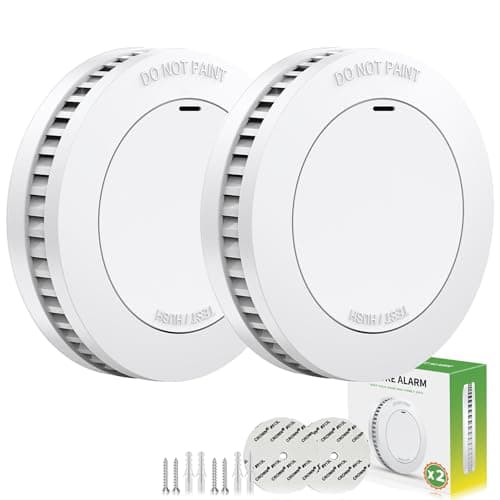 Runidur Smoke Detector10-Year Battery Powered Photoelectric with Test/Silence Button for Home Use (2 Pack)