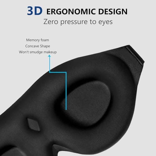 ALASKA BEAR Sleep Mask Memory Foam Contoured Eye Cups for Women and Men, Soft 3D Blackout Eye Mask for Sleeping No Pressure on Eyelids and Eyelashes Protection, Earplugs Set, Black 4