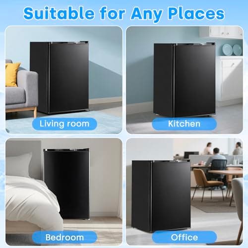 Erivess 3.0 Cu.ft Compact Upright Freezer, Single Door Mini Freezer with Adjustable Thermostat, Removable Shelves, Energy-Saving & Low Noise, Small Freezer for Home/Dorm/Apartment/Office (Black) 7