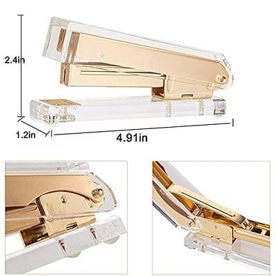 CatNan Stapler Transparent Acrylic Clear Gold Office School Home 5