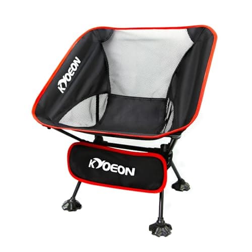KYOEON Portable Camping Chair, Black 1Pack, Ultralight Durable Foldable Chair for Outdoor Camp, Travel, Beach, Picnic, Garden, Sport Sturdy Frame, Comfortable Collapsible Lawn Chair, Supports 330Lbs