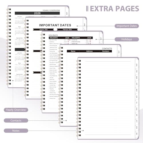 2026 Planner, Weekly and Monthly Calendar Agenda Book, Jan 2026 - Dec 2026, Hardcover Planning Academic Planner for Office School Supplies and Desk Accessories - A5 (6.3'' x 8.5'') 5