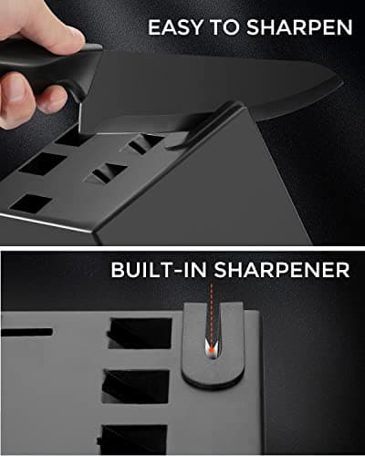 syvio Block Knife Set, 15 Pcs Kitchen Knife Set with Block and Sharpener, with Heavy Poultry Shears and 6pcs Serrated Steak Knives Razor-Sharp, Stainless Steel, Lightweight, Anti-Slip Handle 3