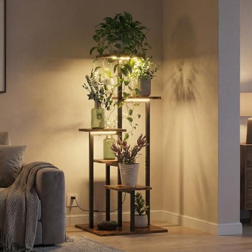 VonDream 5 Tier Plant Stand Indoor, Tiered Plant Stands for Indoor Plants Multiple, Corner Flower Stand for Living Room, Multi-Layer Vintage Design Plant Shelf