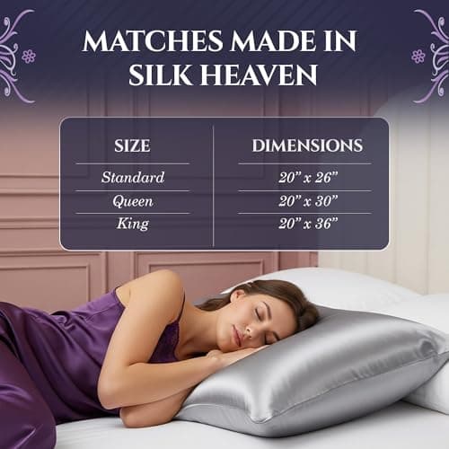 DECOLURE 100% Pure Mulberry Silk Pillow Case Standard Size – Highest Grade 30 Momme 6A+, Luxuriously Soft & Cooling Silk Pillowcase for Hair & Skin, Hypoallergenic, Breathable, Hidden Zipper (Silver) 8