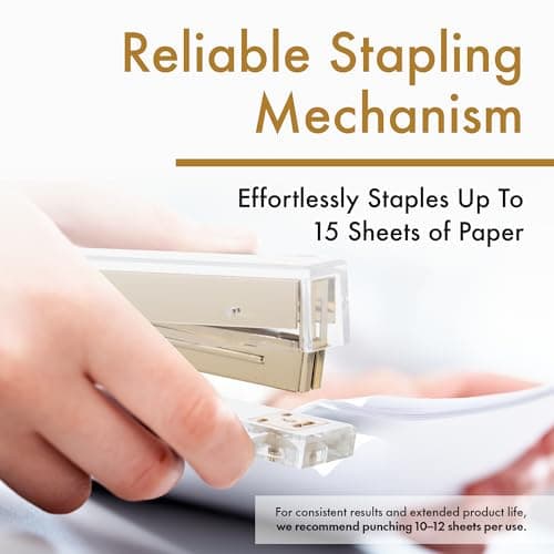 OfficeGoods Acrylic Stapler – Aesthetic & Durable Gold Desk Staple for Modern Office – Stylish & Compact Office Supplies for Women & Men 5