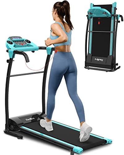 Redliro Electric Treadmill Foldable Exercise Walking Machince for Apartment Home/Office Jogging Compact Folding Easy Assembly 12 Preset Program 2 Wheels LCD Display (Blue)