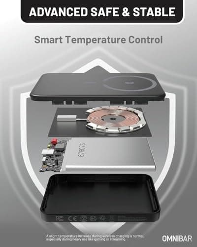 Omnibar Magnetic Power Bank for iPhone, 5,000mAh MagSafe Portable Charger, 0.5'' Slim Wireless Power Bank with USB C Cable, Travel Essentials Magnetic Battery Pack for iPhone 17/16/15/14/13/12, Black 8