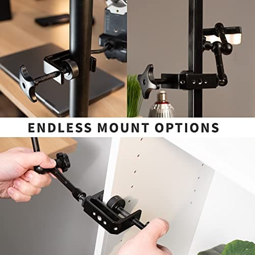 VIVO Aluminum C-Clamp with 1/4 inch-20 and 3/8 inch-16 Female Socket, 5 Mounting Threads, up to 1.8 inch Desktops, 2 Pack, Black, MOUNT-CP02 6