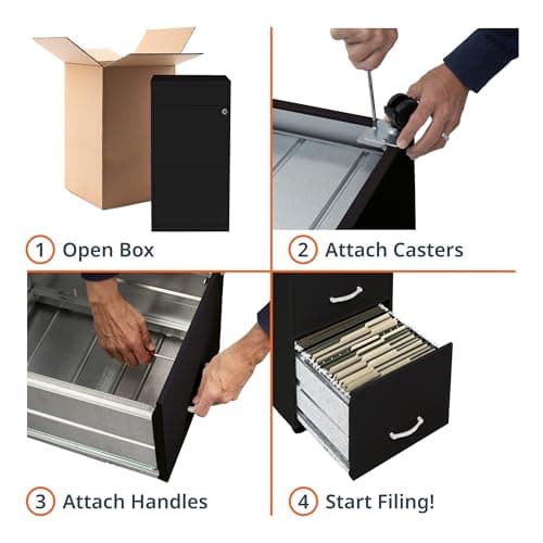 Lorell LYS SOHO Box/File/File 3-Drawer Mobile File Cabinet, Black 10