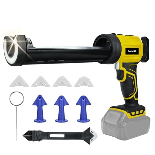 Cordless Caulk Gun for Dewalt 20V Battery, Electric Caulking Gun with 450lm LED Light, 4 Adjustable Speeds, Drip-free Caulk Adhesive Gun, 10oz/300ml Caulking Tool for Filling, Sealing(No Battery)